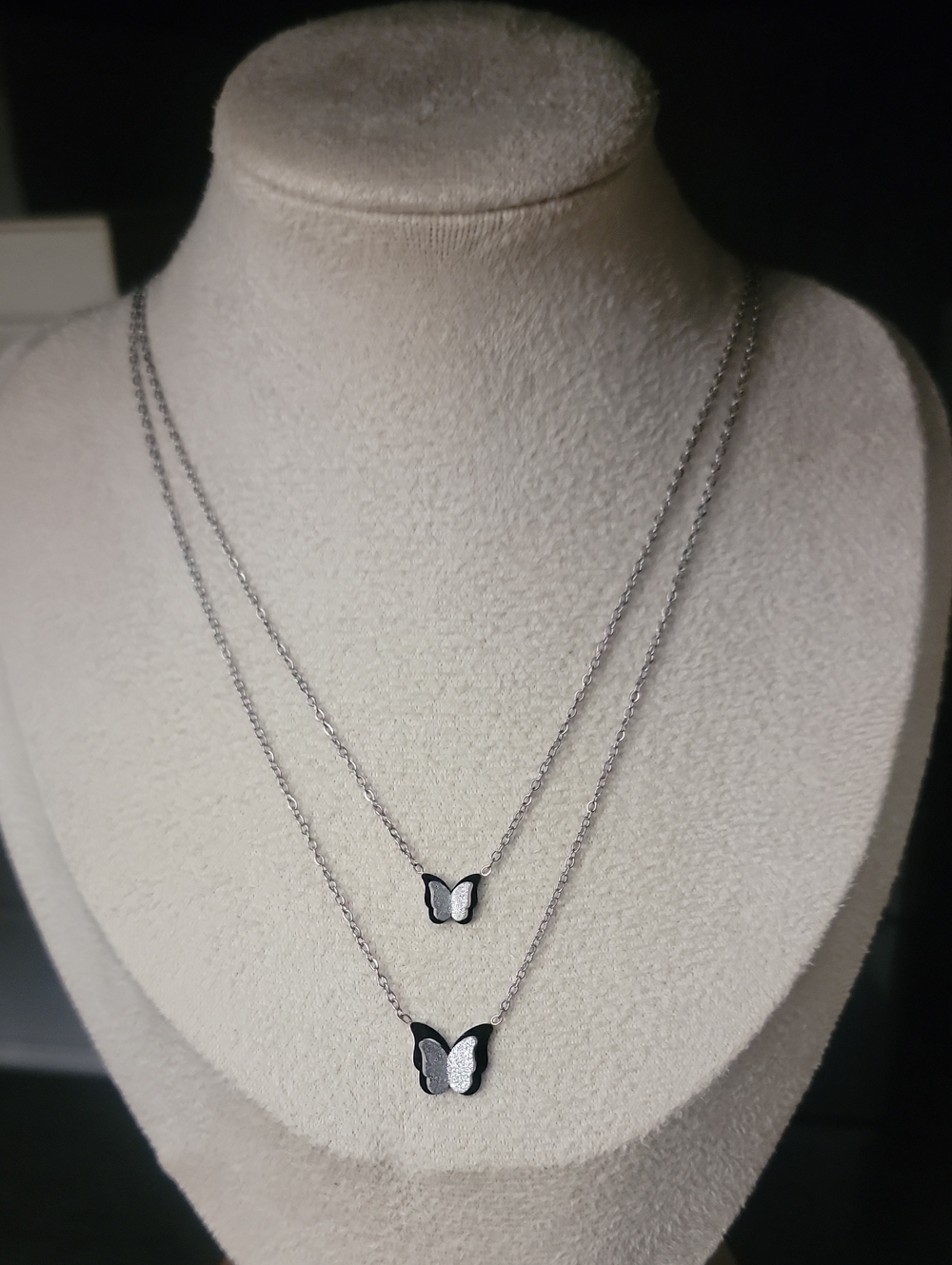 Silver Butterfly Layered Necklace - Women Jewelry